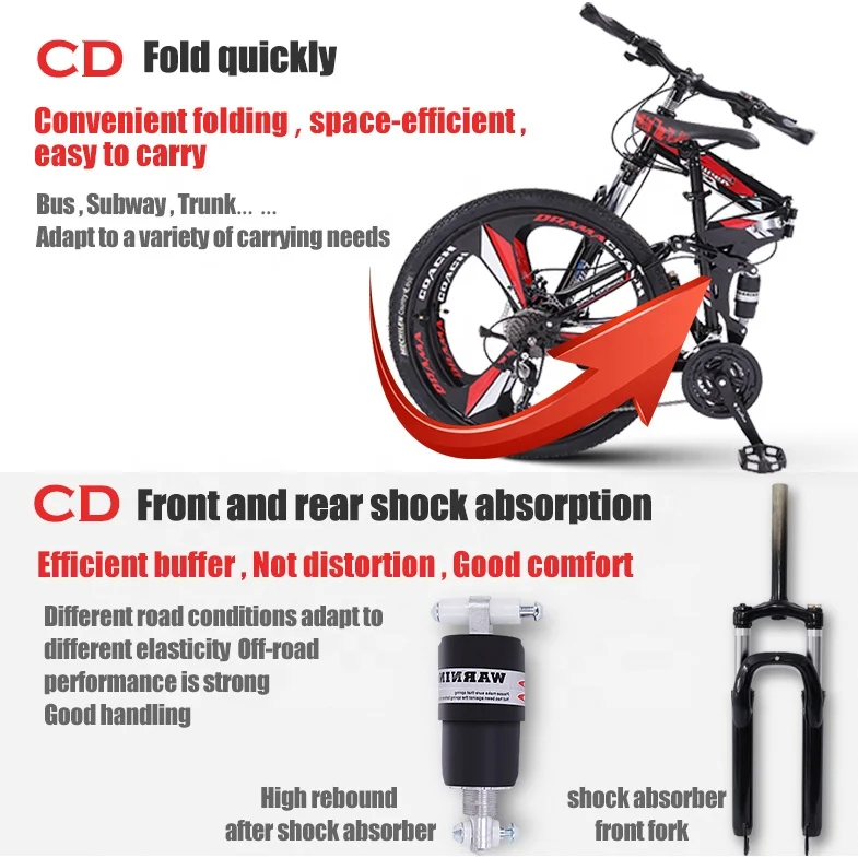 Folding Mountain bike wholesale Customized OEM carbon Steel Frame full suspension Foldable Bicycle