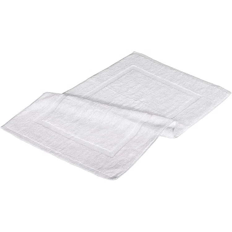 100% Cotton Thin Terry White Jacquard Towels Mat Bedroom Floor Bath Tub Mats For Hotel
