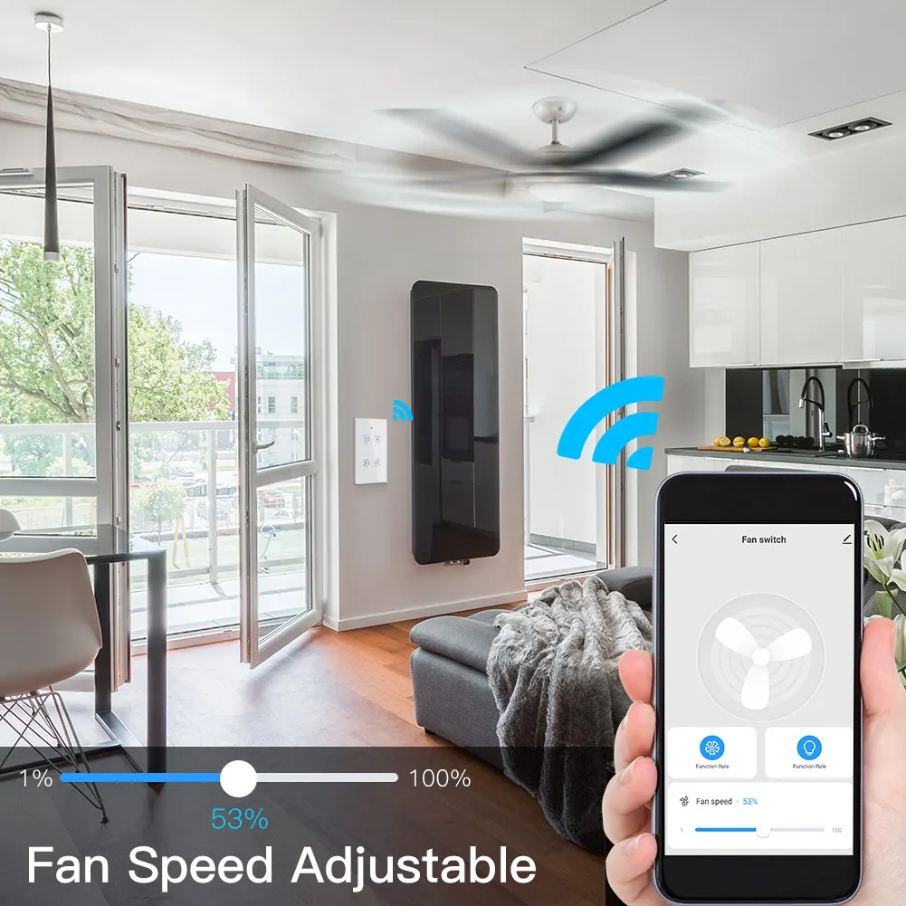 Wi-Fi RF потолочный вентилятор с настенный светильник Smart Life Tuya беспроводной пульт дистанционного управления Умный дом система автоматизации 2/3 способ таймера