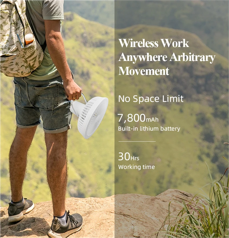 Newest Tent Camping Fan With Led Light Outdoor Rechargeable Personal Usb Portable Table Ceiling Fan