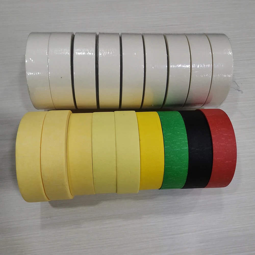 Professional india market masking tape jumbo roll thermal tape 150 degrees 140mic yellow color for house