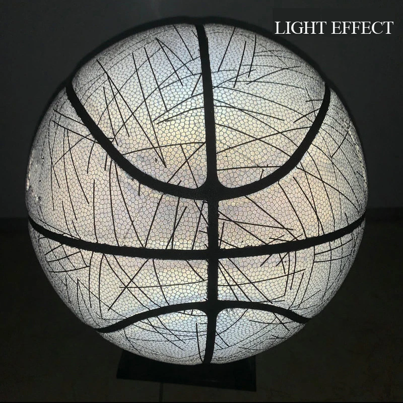 Glow in the dark light up LED sports balls custom logo glowing size 7 rubber basketball ball