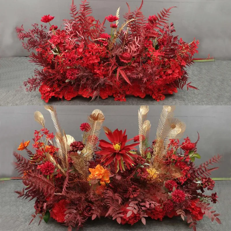 The New Red Wedding Hall Stage Yingbin HuaTiao Row Flowers T Stage Corridor Hotel Flower The Background