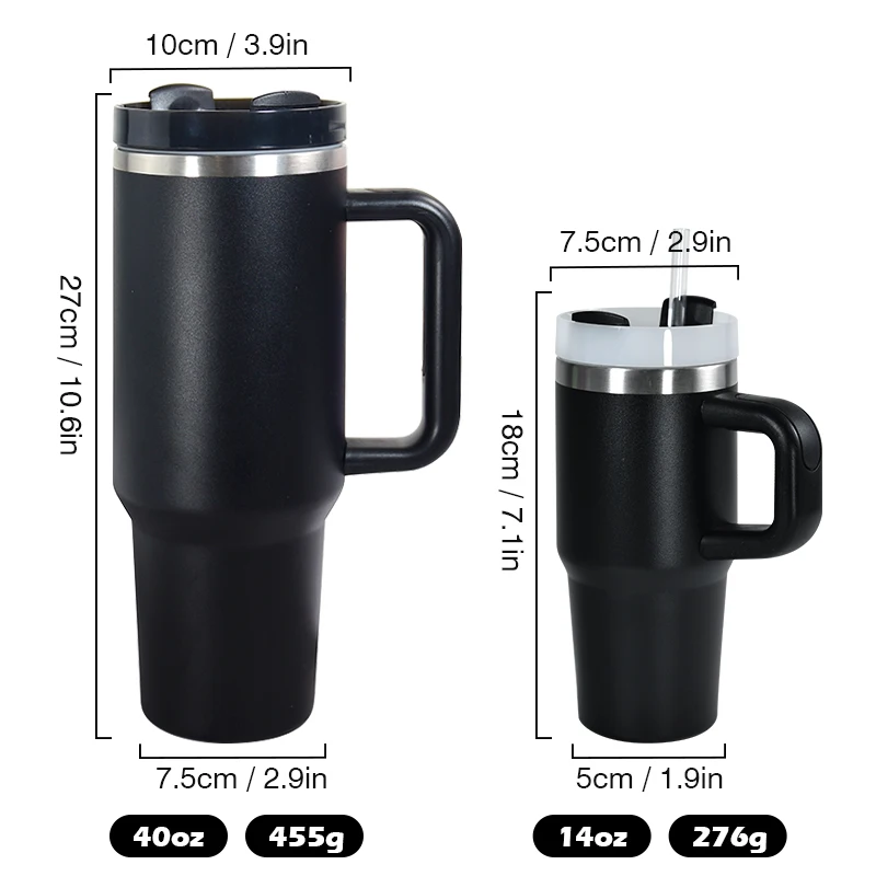 AGH 14oz Tumbler Powder Coating Double Wall Stainless Steel Vacuum Insulated Travel Coffee Mug with Handle