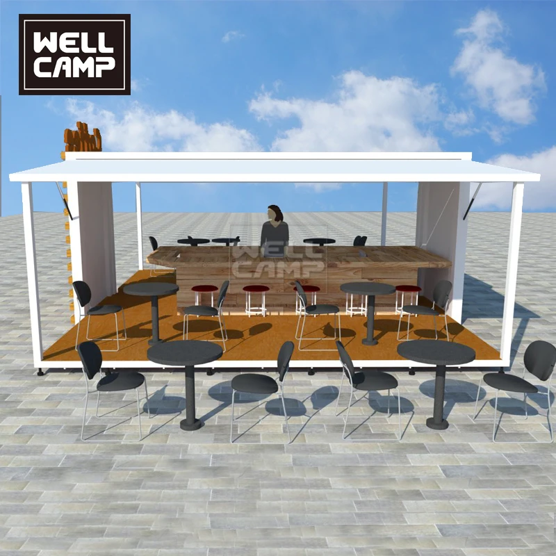 40ft 20ft Prefabricated Outdoor Restaurant Cafe Coffee Bar Container Shops in Prefab Houses