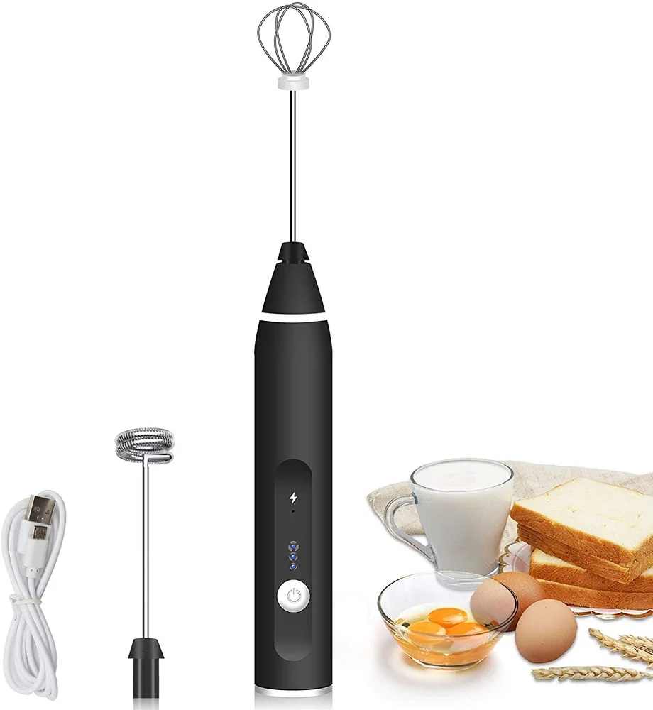 In stock mini 3-speed handheld milk frother usb fast rechargeable coffee foam maker manual electric milk frother