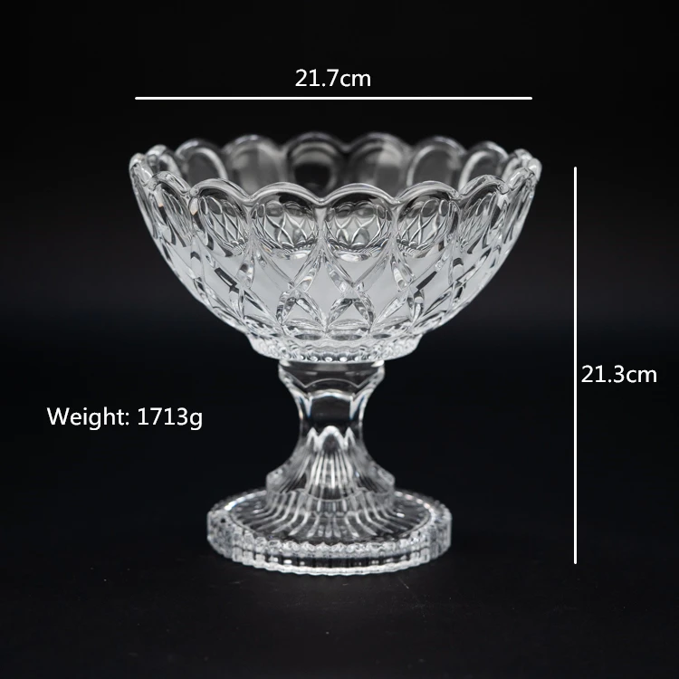 BOHEMIA european cut crystal cheap price footed fruit bowl