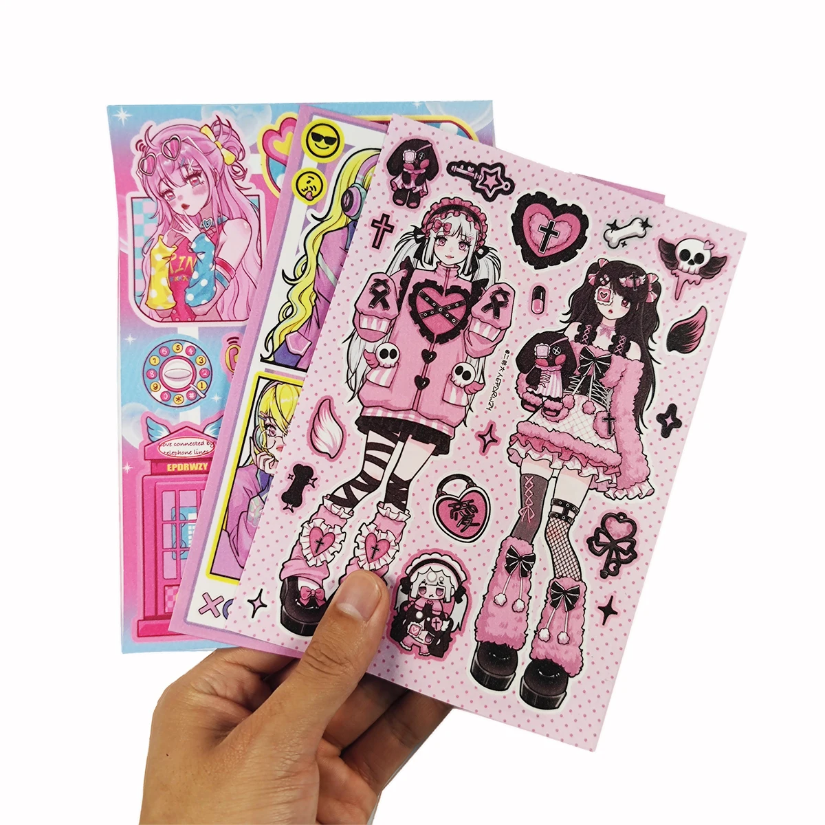 Customized cartoon sticker Sheet Kiss Cut Vinyl Sticker Glitter Self-Adhesive anime decorative stickers