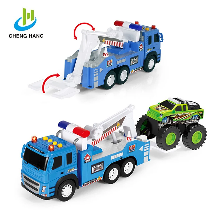 
2019 toy rc car tow truck and trailer model plastic rescue vehicle 