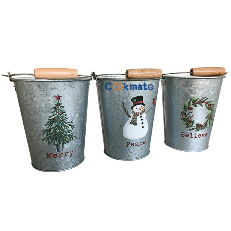 Большой металлический жестяной ведро для льда COOKMATE с тисненым логотипом/оцинкованная железная круглая пивная ванна