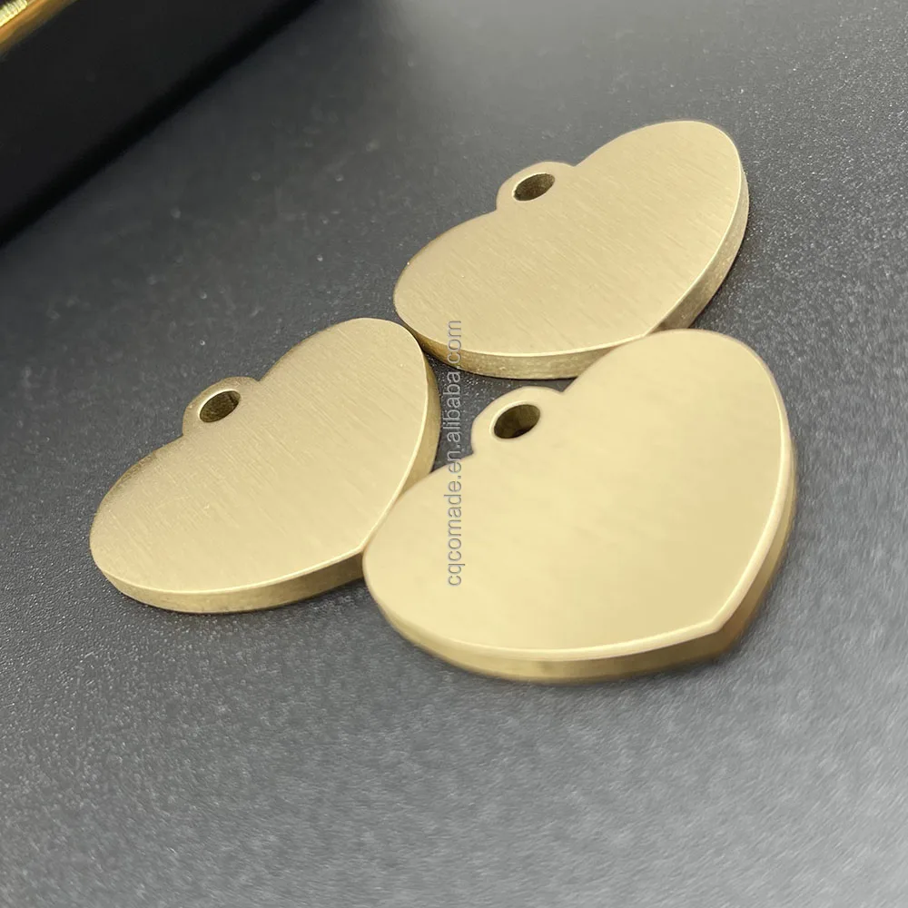 14 gauge 1 inch Brass tag blanks Custom engraving soft solid brass heart shape pendant tags