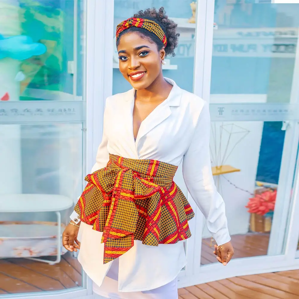 New Fashion Wholesale African Belt Ankara Wax Accessories African Print Fashion Peplum Belt For Women