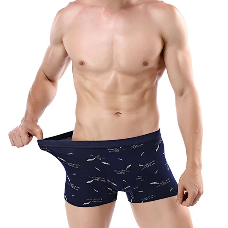 Graphic soft short boxers cotton spandex printed underwear for mens