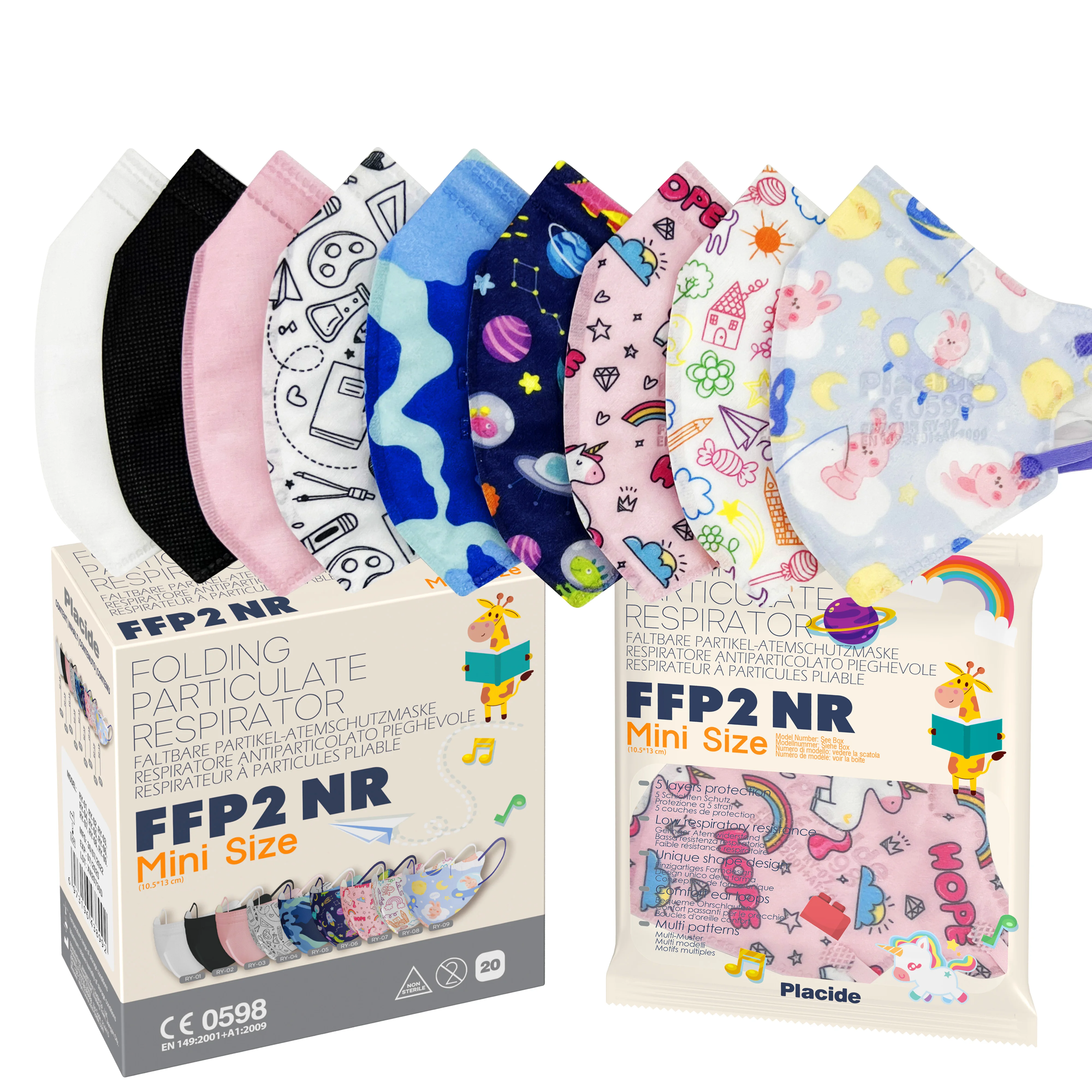 FFP2 Mini Size Mask CE EN149 FFP2 Face Masks for kids Particulate Filter Respirator  FFP2 facemask small size ffp2mask