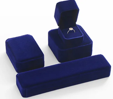 Square Octagonal Pendant Box Luxury Blue Ring Packaging Big Bowknot Jewelry Set Case Velvet Jewelry Set Box
