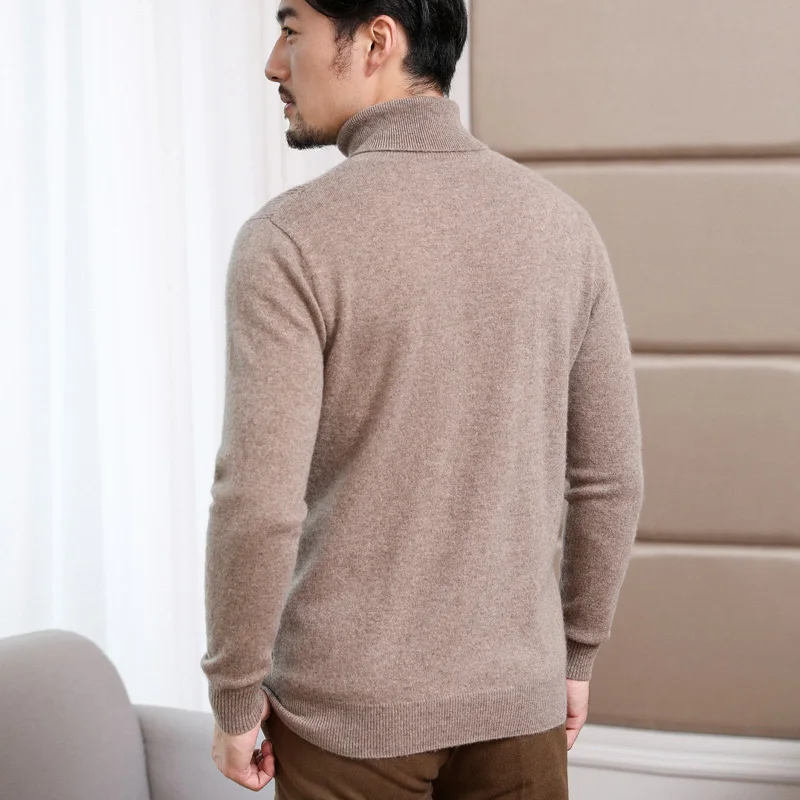 Wholesale Custom Turtleneck Plain Solid Warm Wool Pullover Mongolian Pure Cashmere Mens Cashmere Knit Sweater