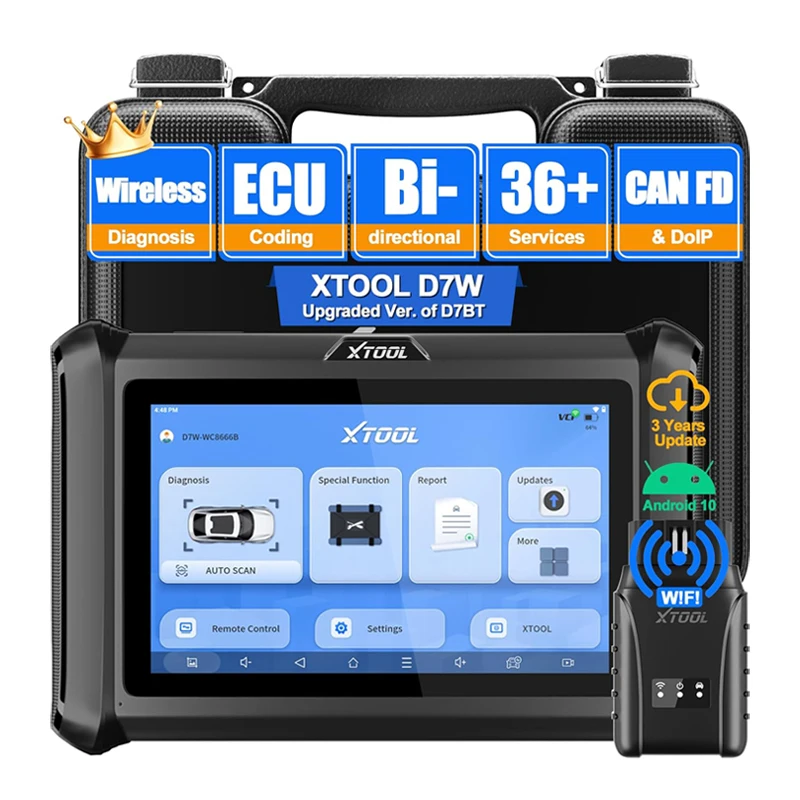 Bidirectional Scan Tool XTOOL D7W All System Diagnostic for Car ECU Coding CAN FD&DoIP 36+ Resets Key Programming Auto Scanner