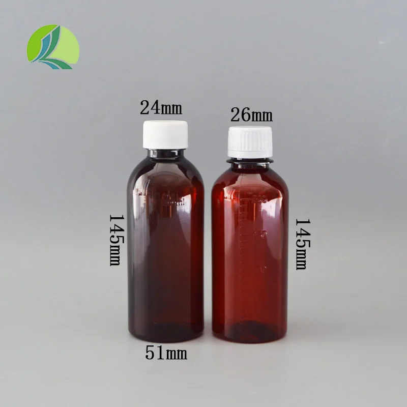 High Quality Semi-transparent Brown 200ml Plastic Syrup Bottle PET with Graduated Reagent Bottle Reagent Bottle