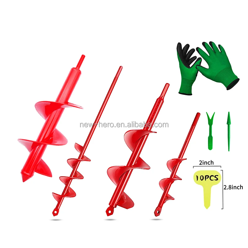 Garden Auger Spiral Drill Bit Flower Planter Bulb HEX Shaft Drill Auger Farm Yard Gardening Bedding Planting Hole Digger Tool