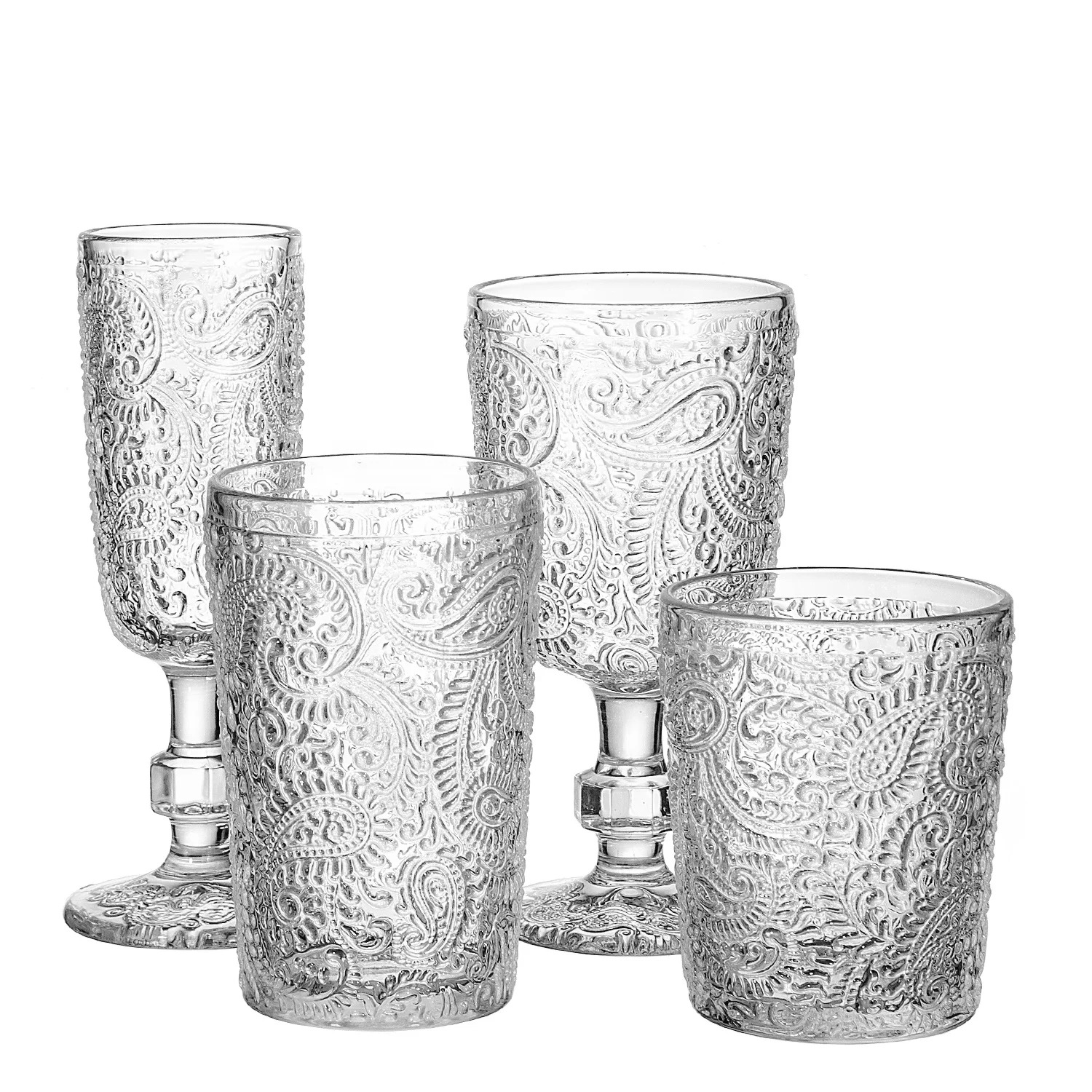 Samyo Wholesale In Stock Cheap Embossed Pattern Custom Red Wine Glass Colored Wine Glass Set