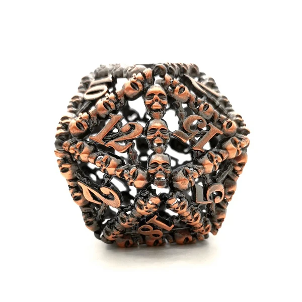 Skull D20 Dice 22mm Hollow Dice Suitable for Board Game Metal Skull Dice