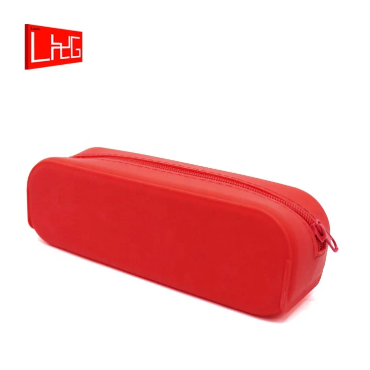 Wholesale custom printed logo students zipper pen bag large capacity silicone pencil case