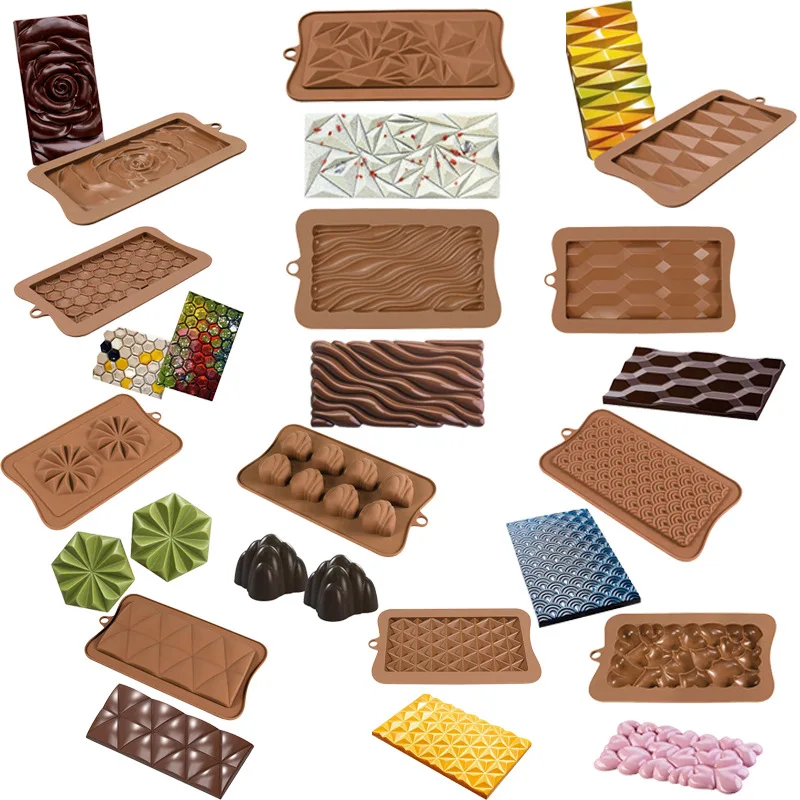 Premium Kitchen Mould Tool Silicon Molds Chocolates Coffee Color Silicone Bar Mold For Chocolate Cake