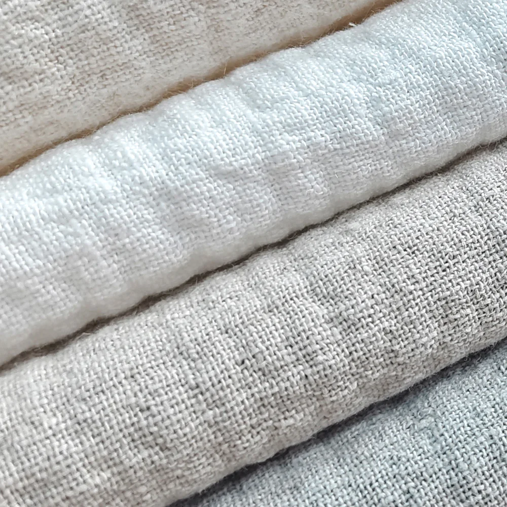 100% Linen and Cotton Curtain Fabric White and Blackout Plain Designs for Home Decor and Textiles Knitted in Rolls