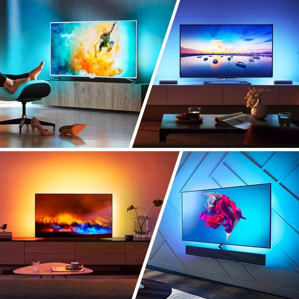 Best quality support TUYA APP control color synchronization 12 scene effects RGBIC led tv backlight for sale