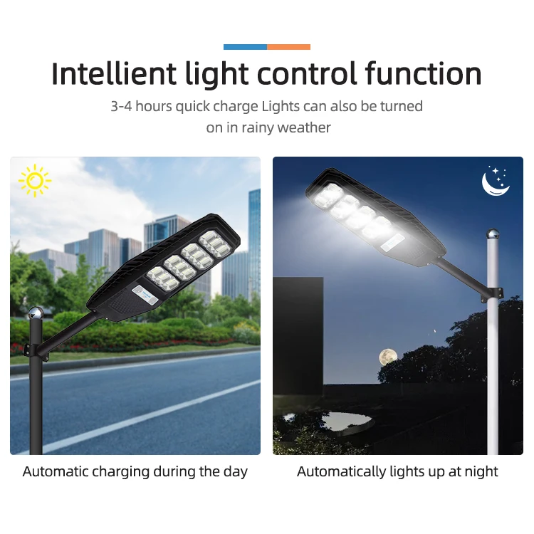 Hinergy Ip65 Lampara Solar Motion Sensor Lamp 100w 200w 300w Outdoor ABS Led Solar Street Light