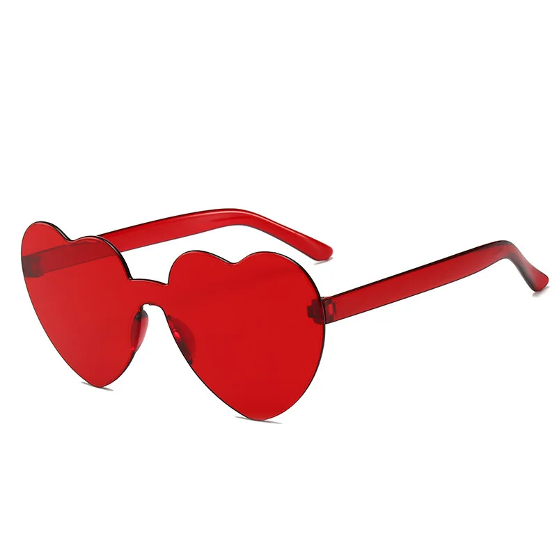 Eyewear Big Frame Sunglasses Candy Colors Lenses Heart Shape Women Rimless Girls Glasses