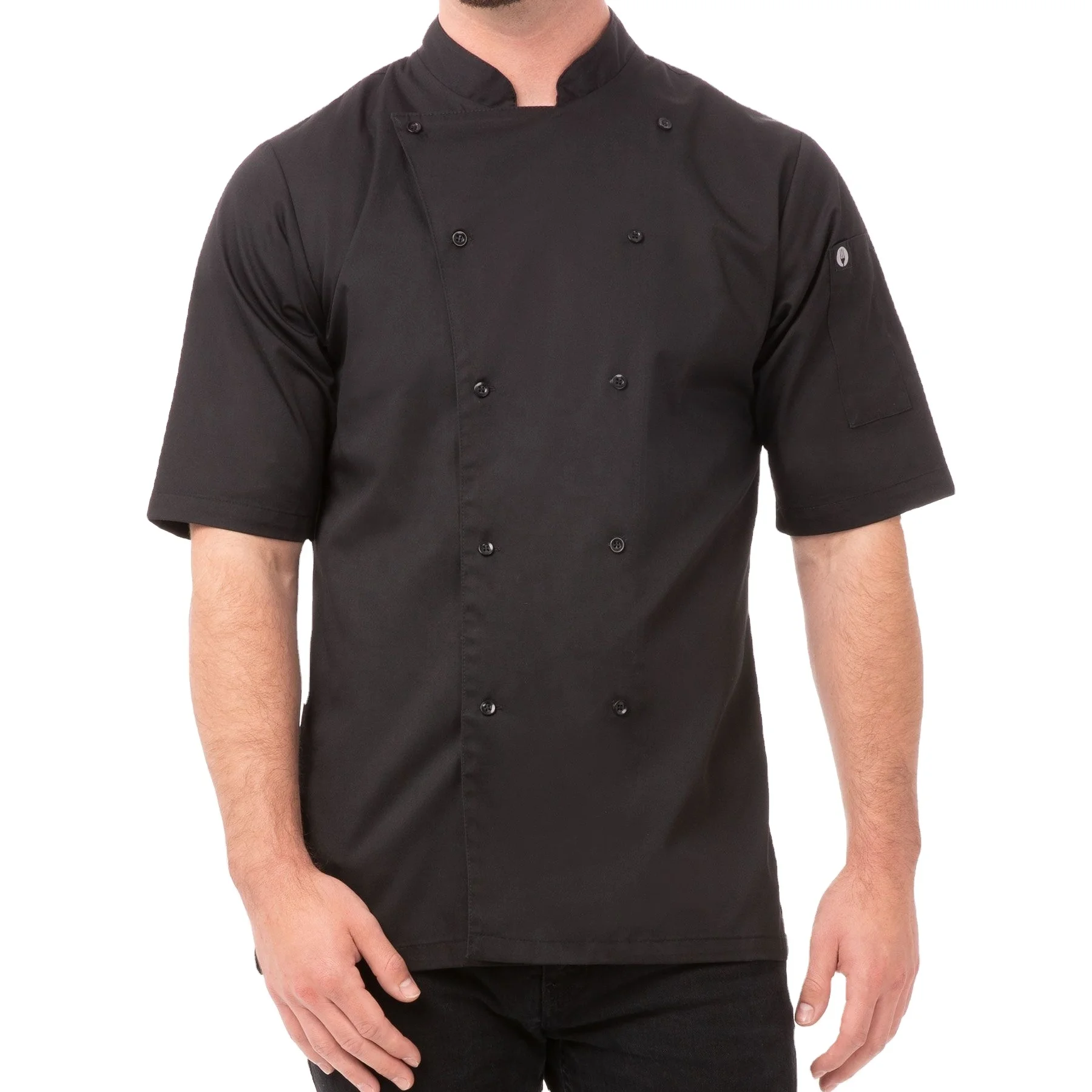 Chef coat unisex size black colour hotel & restaurant lightweight short sleeve uniform