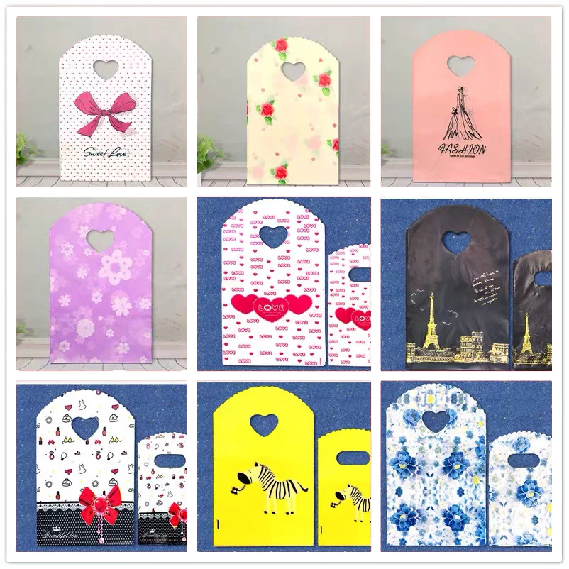 Factory price printed logo design business mini little pp plastic gift clothing bags
