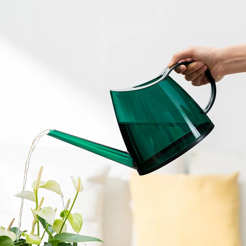 RUIPU 1200ml PS Resin Long Spout Plastic Garden Watering Pot Coloured Glaze Transparent Sprinkling Kettle