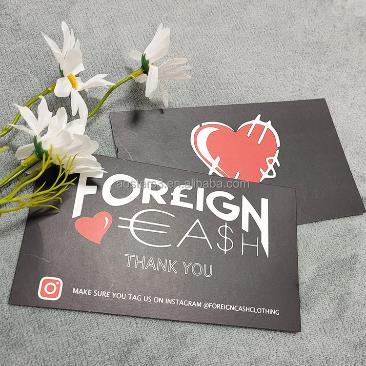 Professional Printing Luxury Gold Foil Hot Stamp Black Matte Thank You Cards 100 For My Small Business