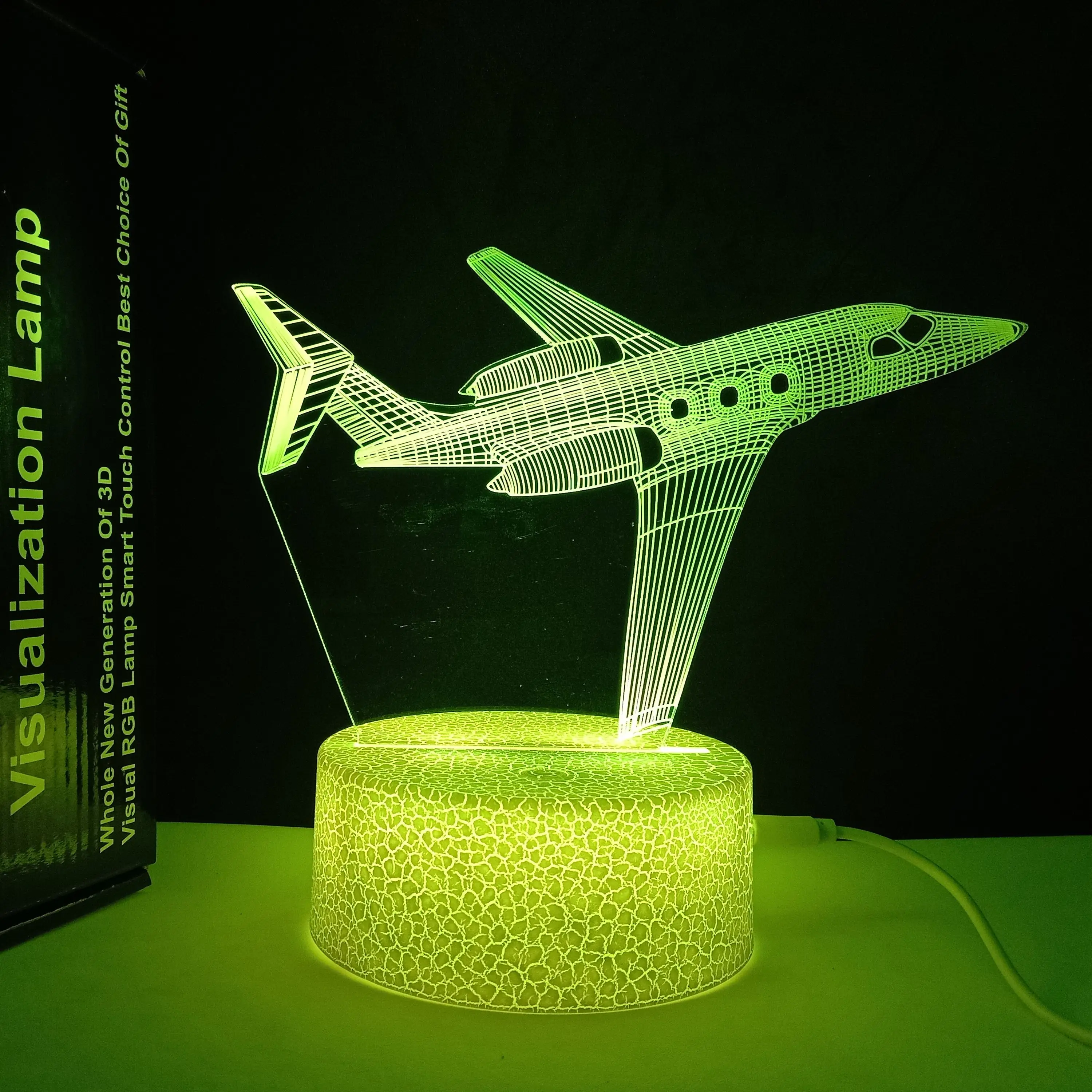 Small Gifts For Kids LED 3D Night Light Creative Airplane Shaped Acrylic Engraving Customized Lamps 7 Colors Bedside Light