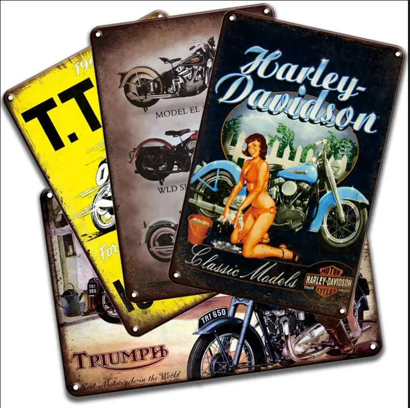 Manufacturers Wholesale  Customized  Car Motorcycle Metal Poster Garage Advertising  Motor Oil Vintage Retro Metal Tin Sign