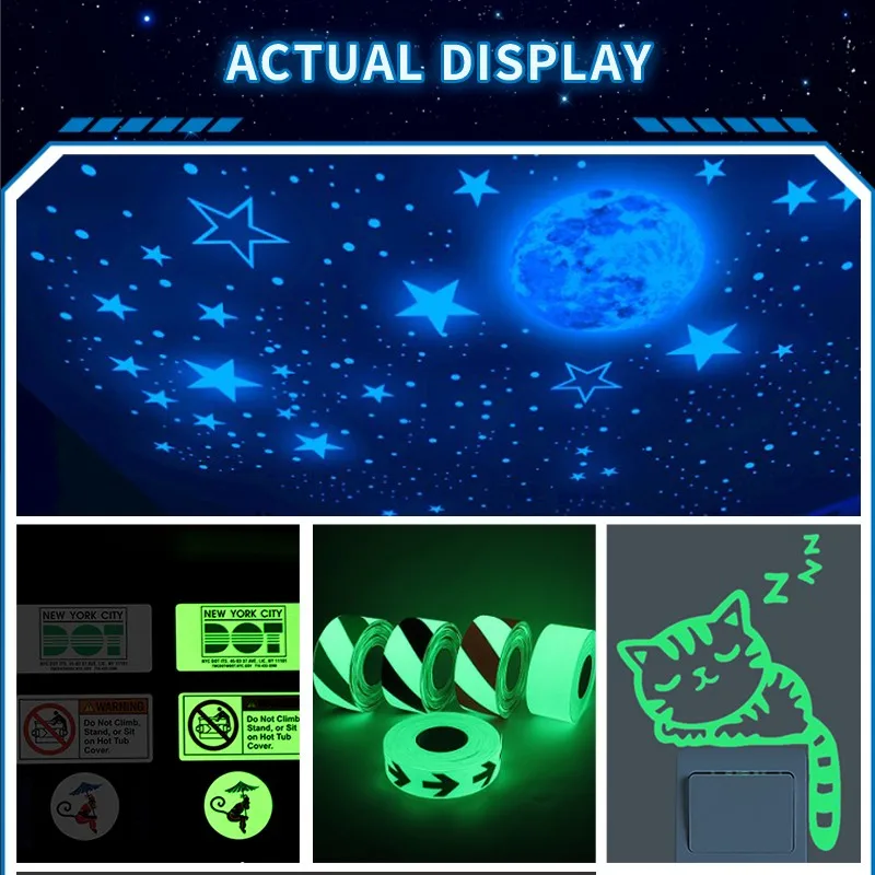 3D DIY Luminous Vinayl Wall Stickers Moon stars Glow in the Dark Wall Fluorescent Glow Stickers