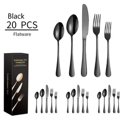 20-piece Stainless Steel Tableware Flatware Set Eating Utensil Set for 4 Include Spoons Forks Knives Dishwasher Safe