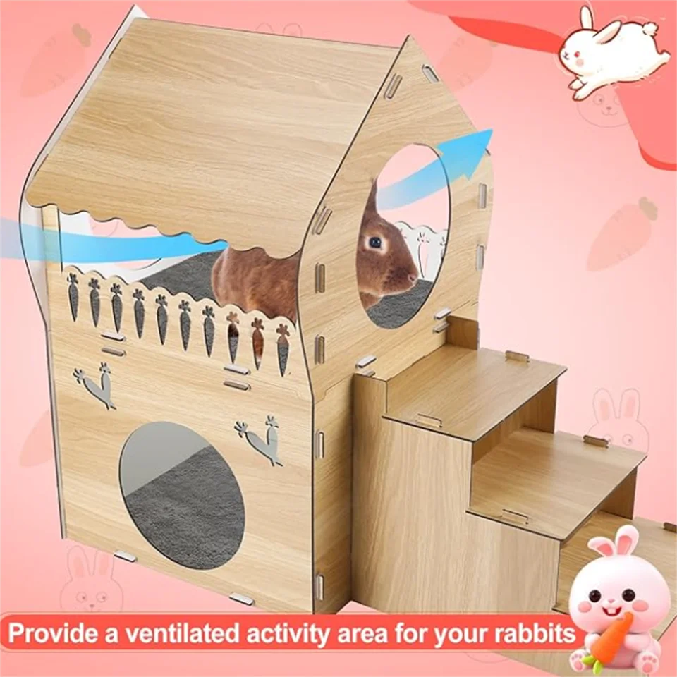 Modern Home Decor Cat Furniture Cute Wooden Peg Dolls in Angel & Home Shape Polished Engraved Cat House & Hamster House Toys