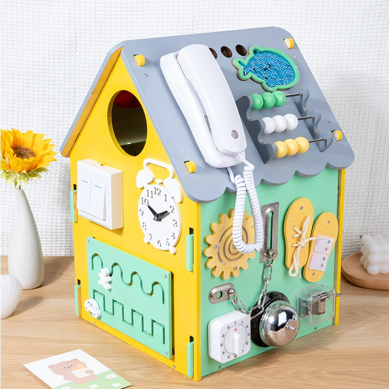 Children Wooden Busy House Game And Light Montessori Educational Sensory Learning Toys For Kids