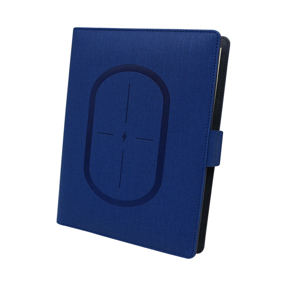 New business gift sets pu leather high quality A5  Powerbank  Notebook 8000mA Wireless Charger Planner with Phone Holder