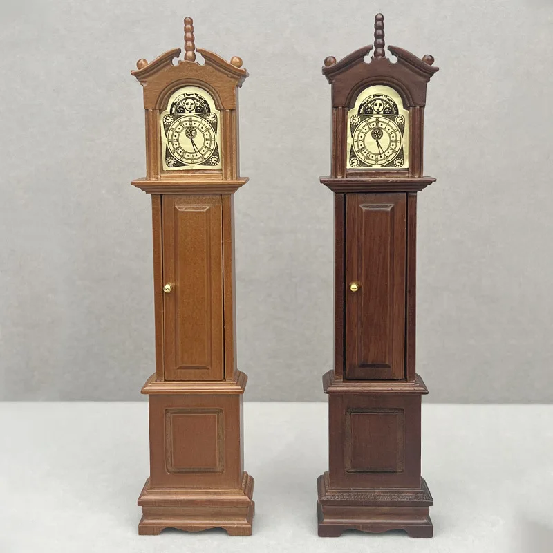 Doll House Floor Clock Miniature Grandfather Clock Dollhouse Wooden Vintage Clock for Living Room Furniture