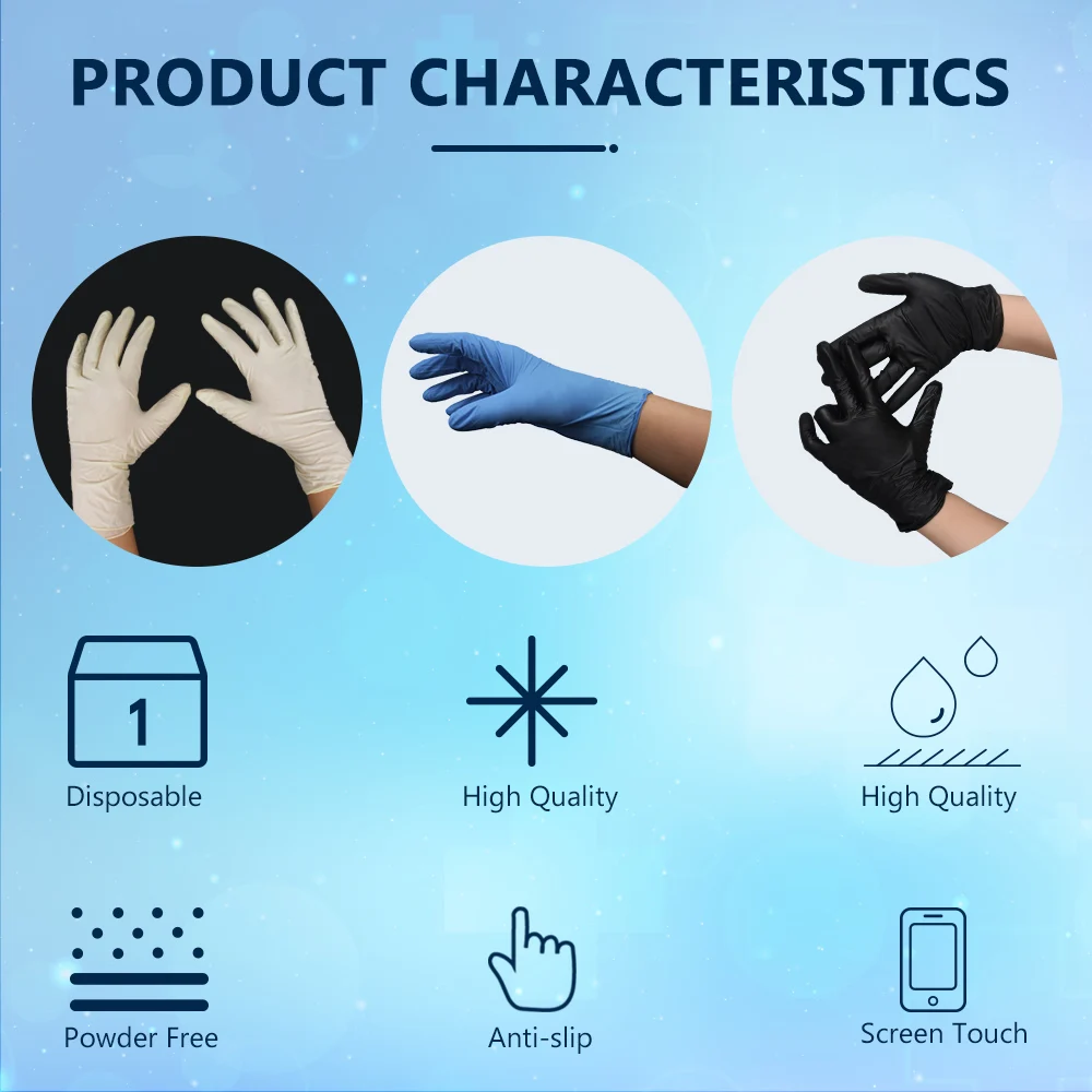 Cheap Exam guantes de nitrilo Box 4mil 6mil Black Nitrile Gloves Pure Examination food disposal powder free nitrile gloves