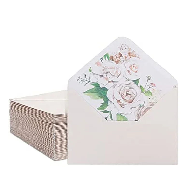 Low moq custom logo printed cardboard luxury folding paper wedding invite envelopes