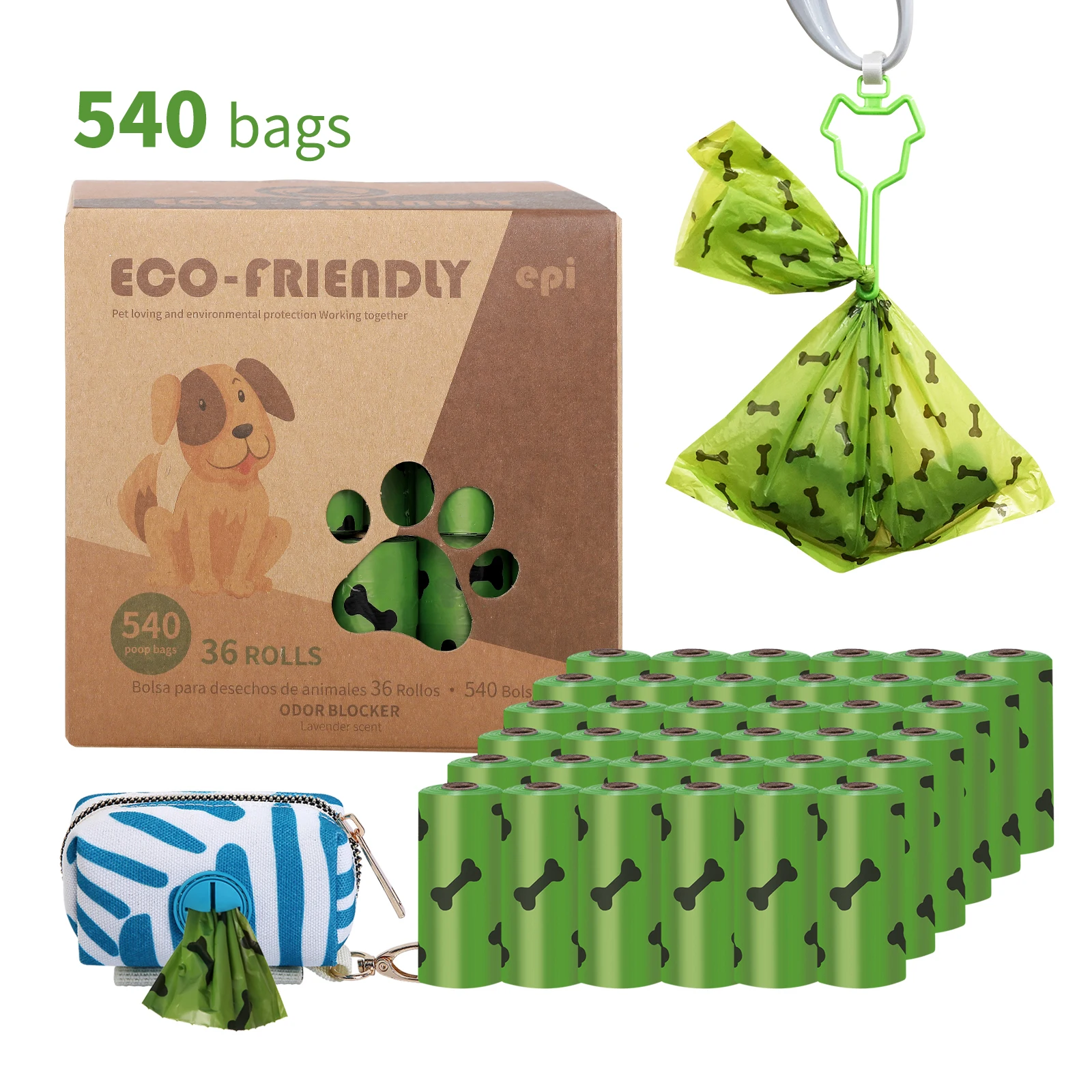 Biodegradable Compostable Dog Poop Dispenser Pet Pick-Up Waste Poo Bag for Dog
