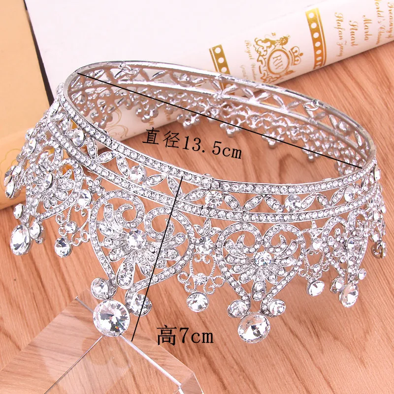 Wholesale Cheap Gold Women Crystal Headdress Prom Pageant Full Round Circle Crowns Vintage Baroque Discount Tiara Crowns