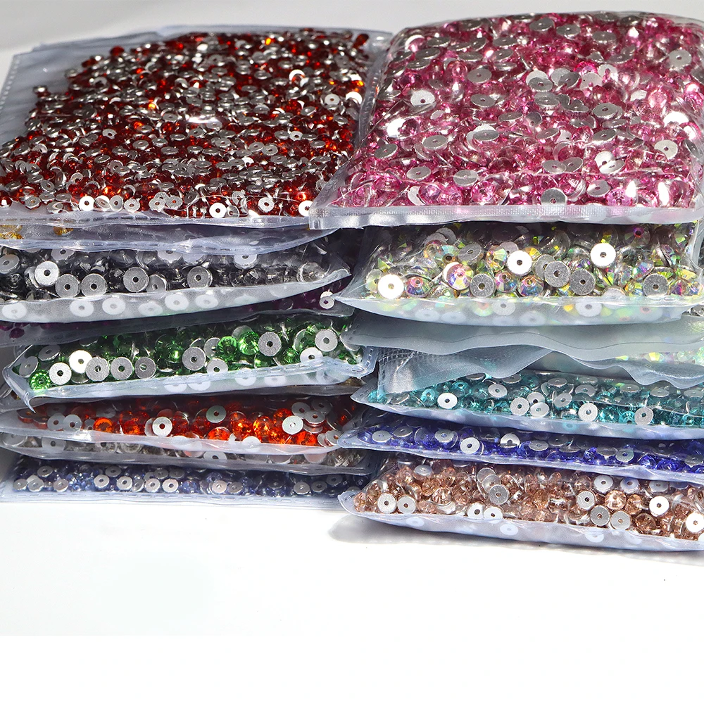 Round Shaped 3/8mm 19 Colors Single Hole Chaton Crystal Stone Sew On Glass Lochrose Rhinestones For Clothes