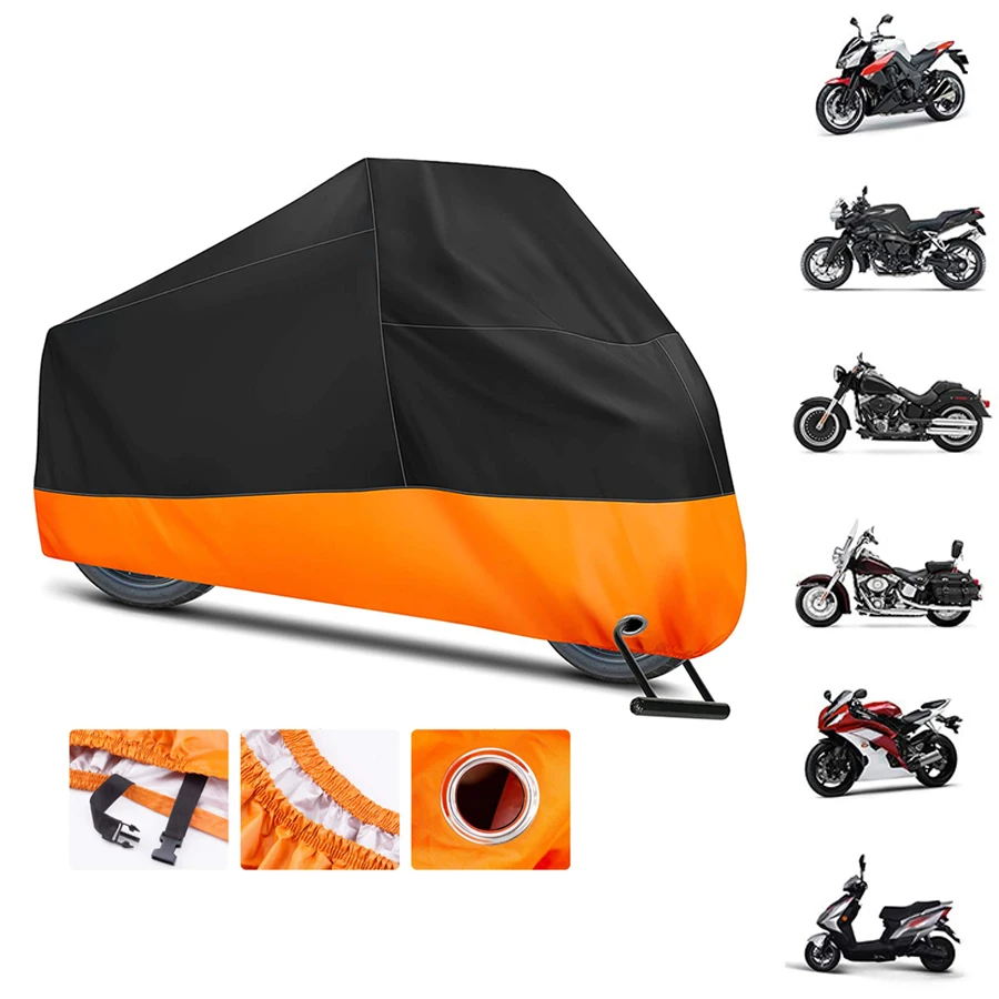 Motorbike Cover All Season Waterproof Sun Motorcycle Cover With Lock Holes Tear-Proof