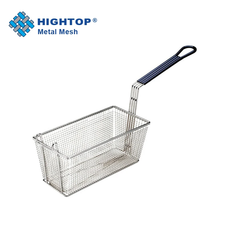Коммерческая прямоугольная проволочная корзина для фритюрницы с пластиковой ручкой